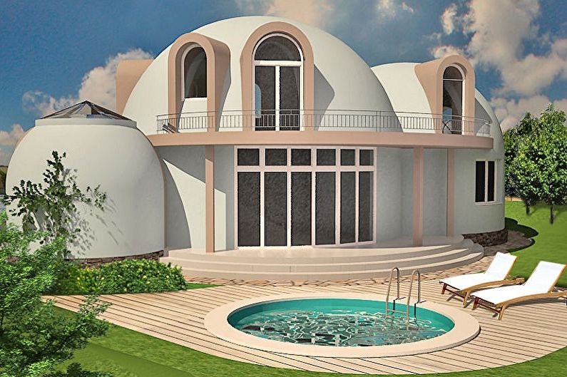 Mga modernong proyekto ng mga bahay na may dalawang palapag - Dome two-story house