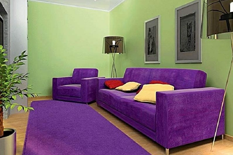 Violeta ar zaļu krāsu - kādas krāsas atbilst purpursarkanai