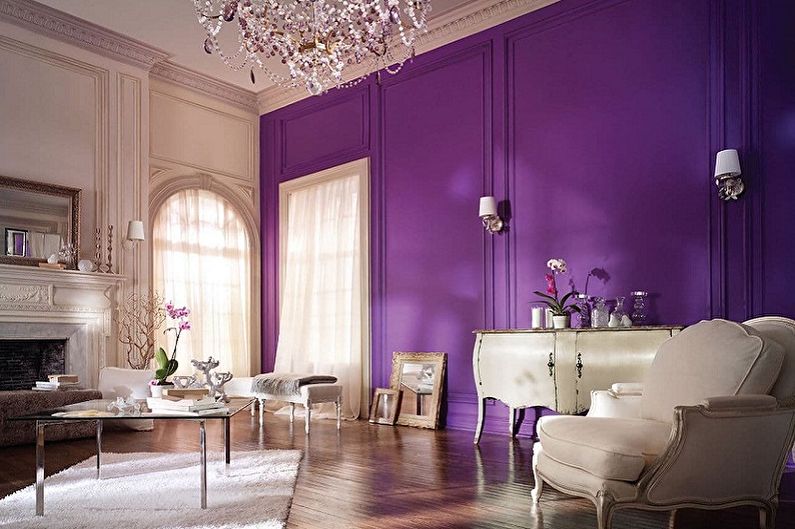 Kokios purpurinės spalvos atitinka - gyvenamojo kambario dizainas