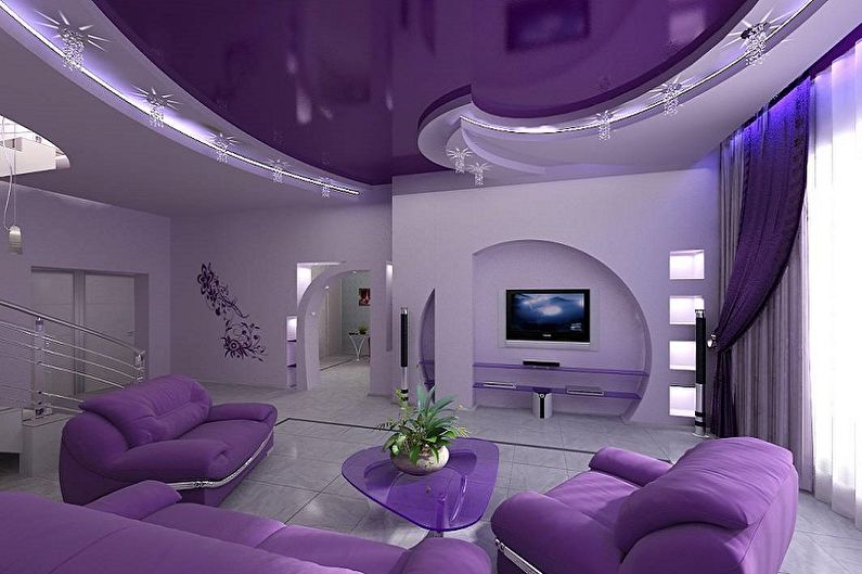 Com que cores o roxo combina com - Living Room Design