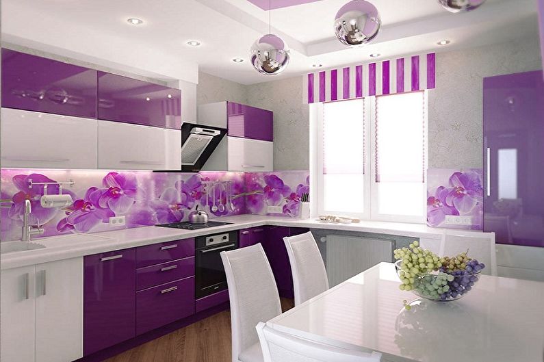 Τι χρώματα μοβ ταιριάζει με - Σχέδιο κουζίνας