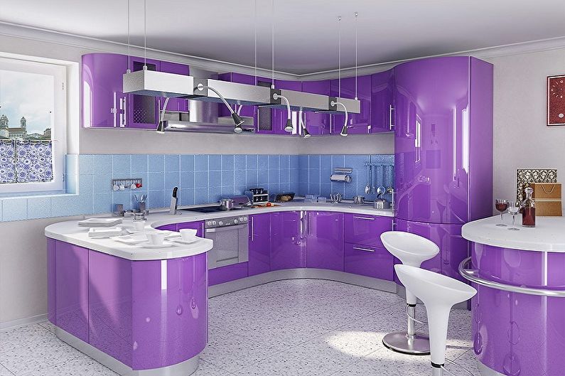 С какви цветове лилавото съвпада - Дизайн на кухнята