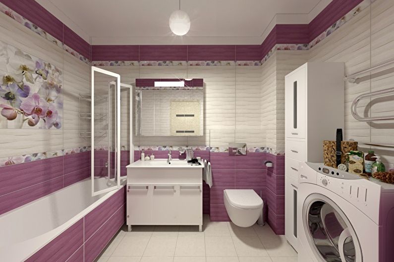 Τι χρώματα μοβ ταιριάζει με - Σχέδιο μπάνιου