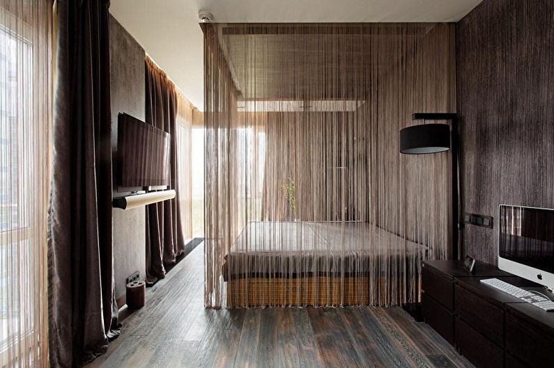 Filament gardiner i soverommet interiør