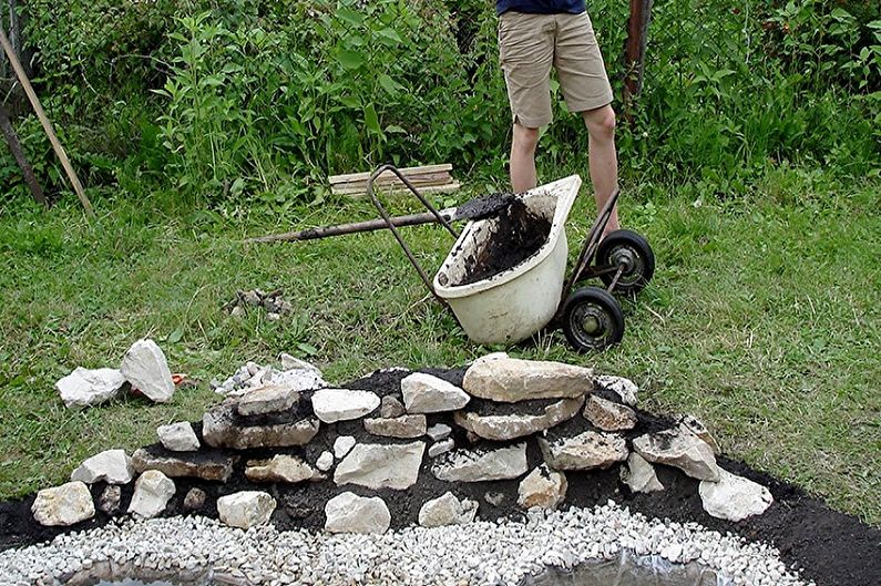 DIY alpinglas med et vandfald og en dam - At fremstille et kunstigt vandfald med en dam
