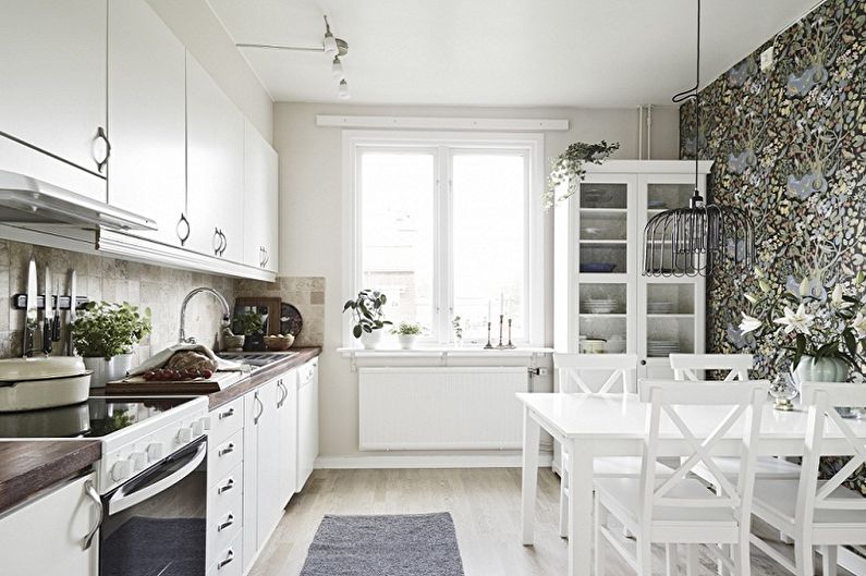 Skandinaviško stiliaus virtuvės dizainas - lubų apdaila