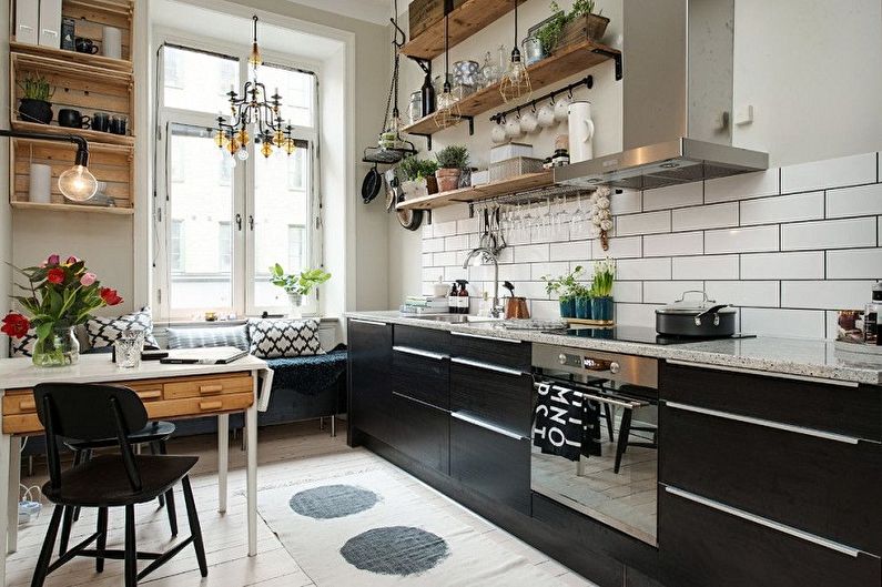 Skandināvu stila virtuves dizains - apgaismojums un dekors