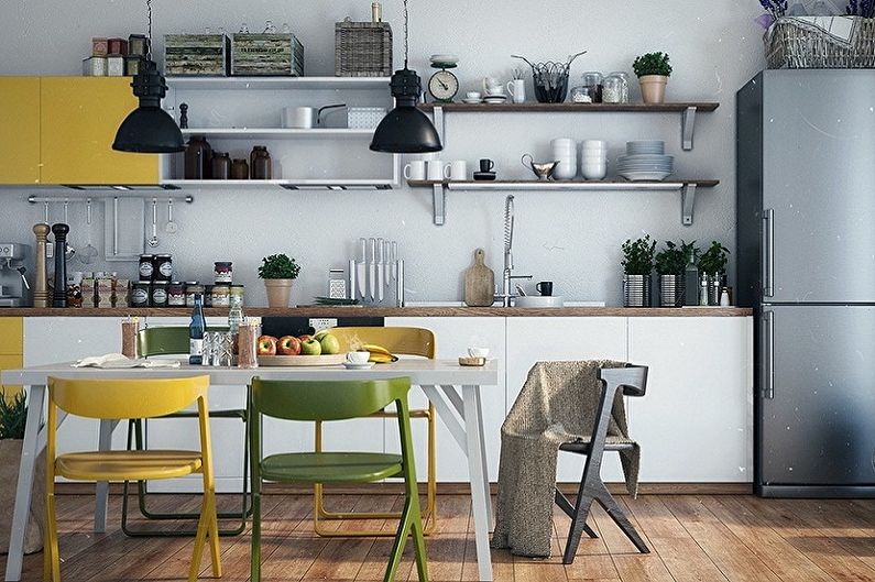Skandinaviško stiliaus virtuvės interjero dizainas - nuotrauka