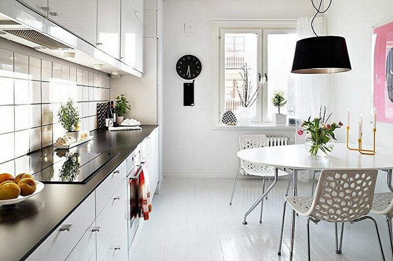 Reka bentuk dalaman dapur gaya Scandinavia - foto