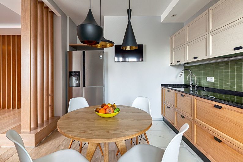 Návrh interiéru kuchyně ve skandinávském stylu - fotografie