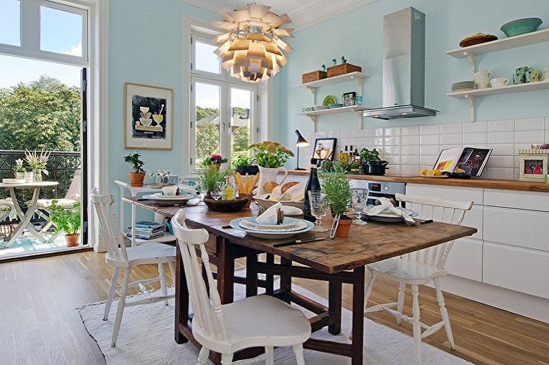 Skandināvu stila virtuves interjera dizains - foto