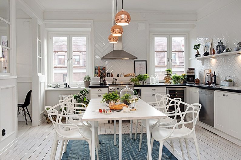 Návrh interiéru kuchyne v škandinávskom štýle - fotografia