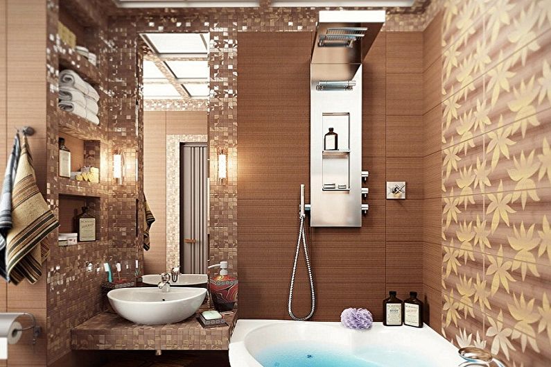 Fürdőszoba kialakítása 2 négyzetméter - fali dekoráció