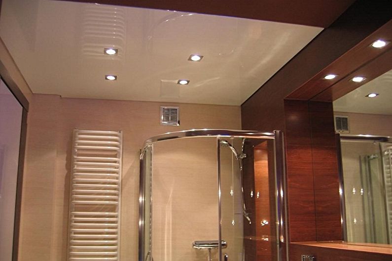 Vonios kambario dizainas 2 kv.m. - lubų apdaila