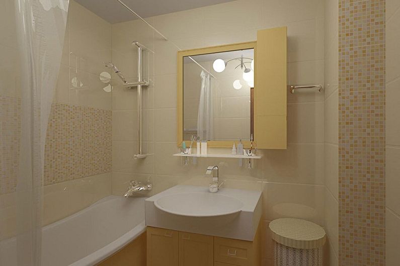 Indvendig design af et badeværelse på 2 kvm. - Foto