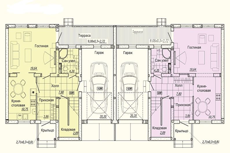 Dự án hiện đại của nhà một tầng - Nhà một tầng có hai lối vào