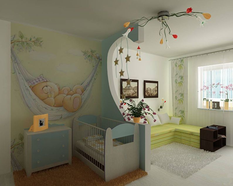 Χωρίσματα γυψοσανίδων - χωροθέτηση χώρου καθιστικού και παιδικού δωματίου