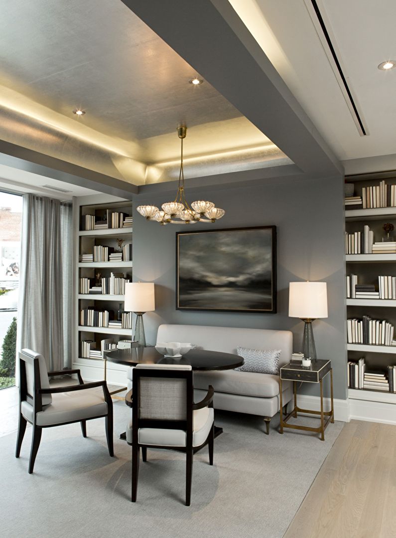 Sádrokartonové stropní design v obývacím pokoji