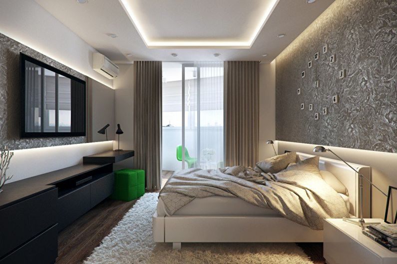 Design plafon gips-carton în dormitor