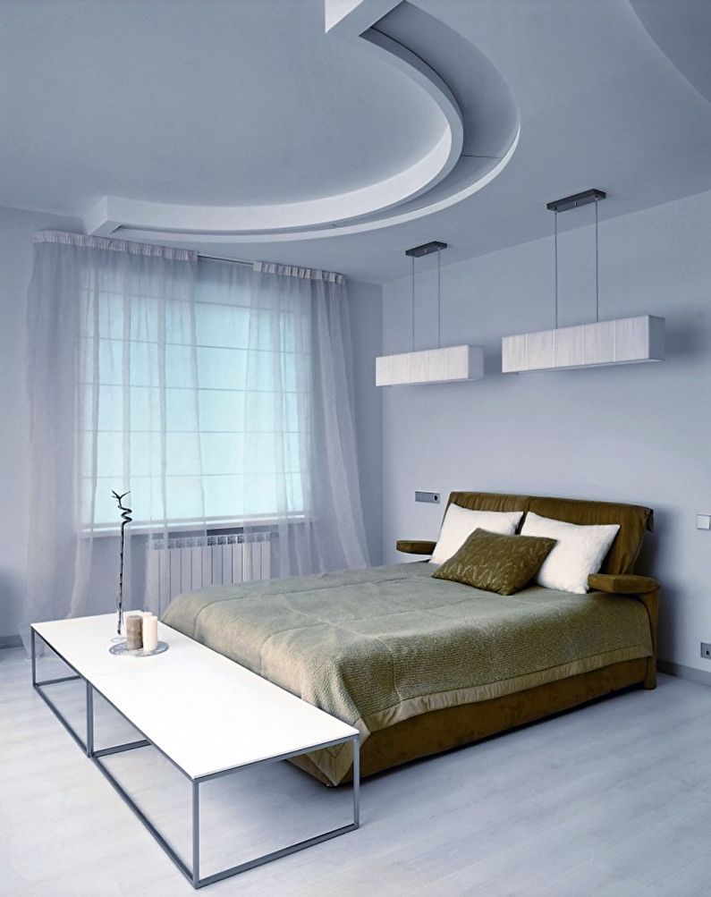 Дизайн на таван от гипсокартон в спалнята