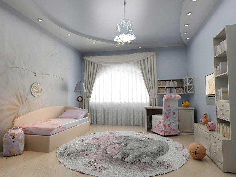 Gipskartonio lubų dizainas vaikų kambaryje
