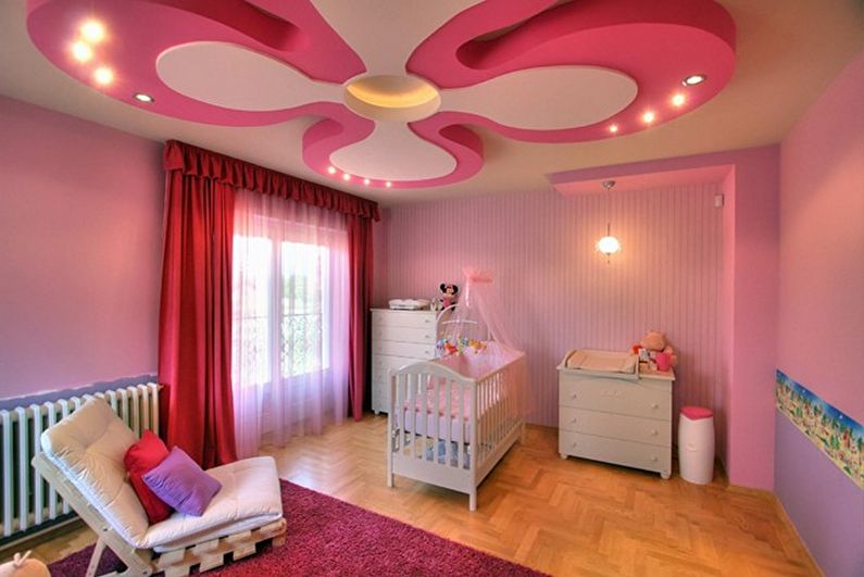 Дизайн на таван от гипсокартон в детска стая