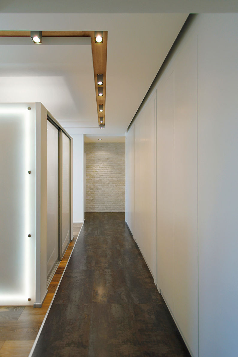 Drywall griestu dizains koridorā