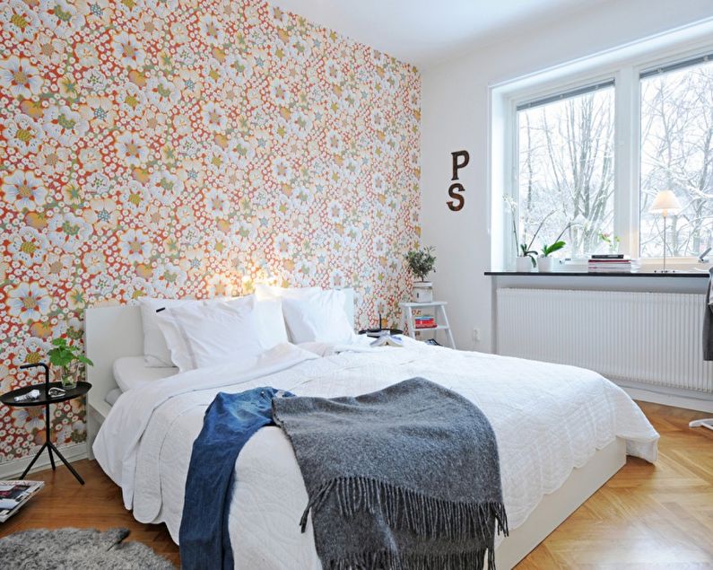 Kertas dinding bilik tidur gaya Scandinavia