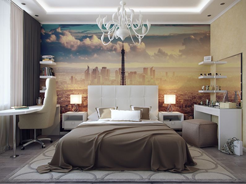 Kertas dinding gambar untuk bilik tidur dengan gaya moden