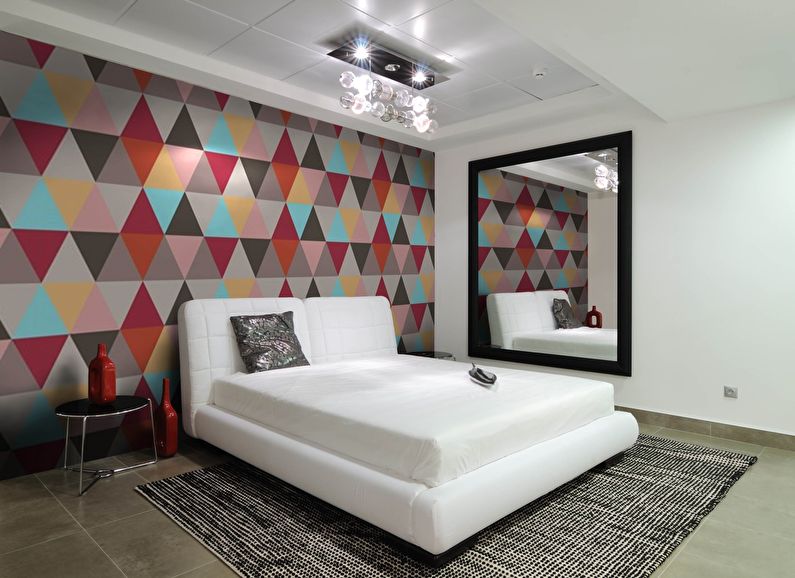 Tapet til soveværelset i stil med minimalisme