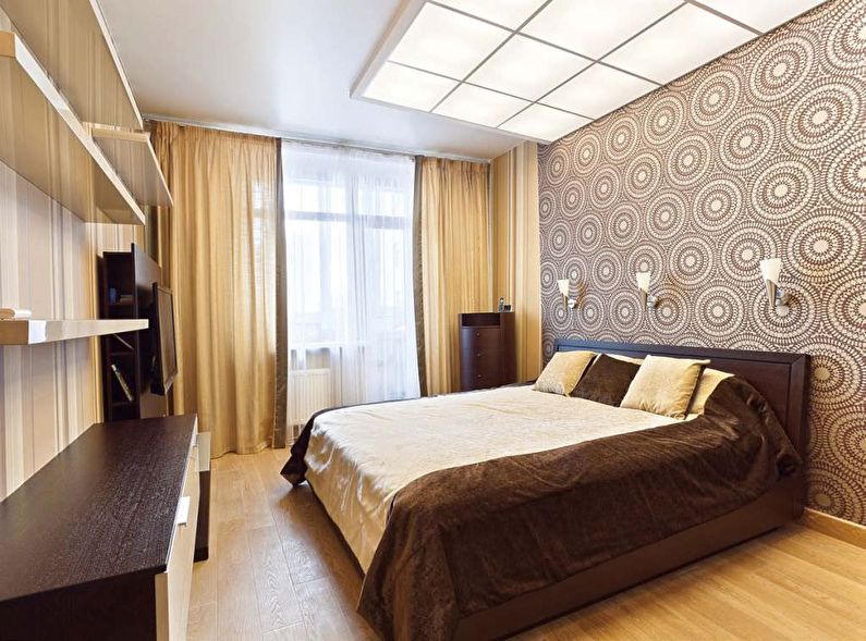 Tapet original pentru dormitor într-un stil modern