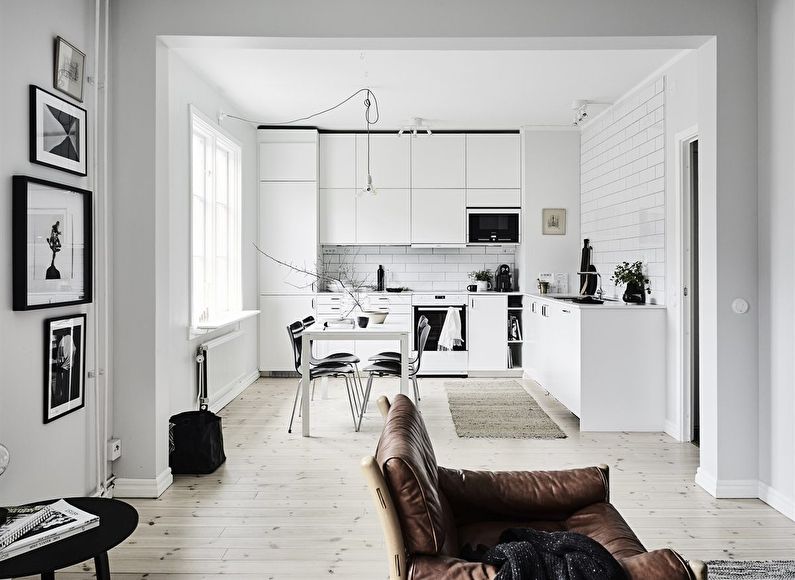 Бяла кухня в скандинавски стил - дизайн