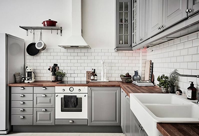 Šedá skandinávská kuchyně - design