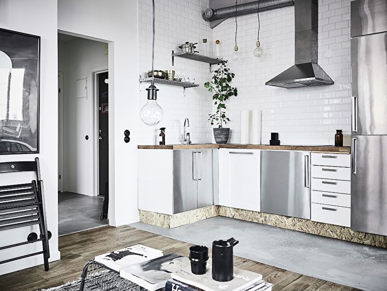 Pilka skandinaviško stiliaus virtuvė - dizainas