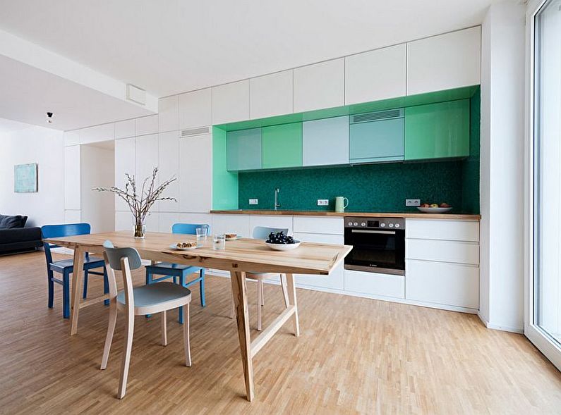 Skandinaviško stiliaus žalia virtuvė - dizainas