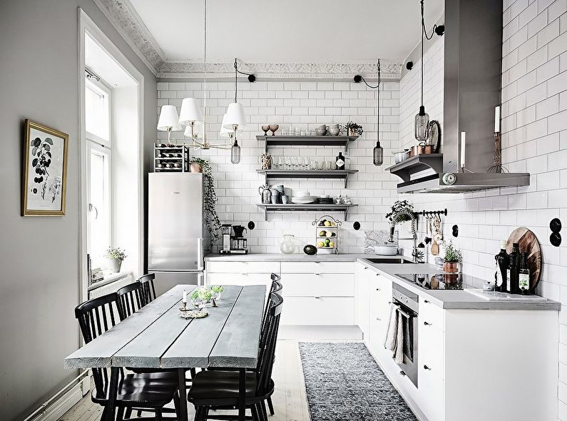 Apšvietimas - skandinaviško stiliaus virtuvės dizainas