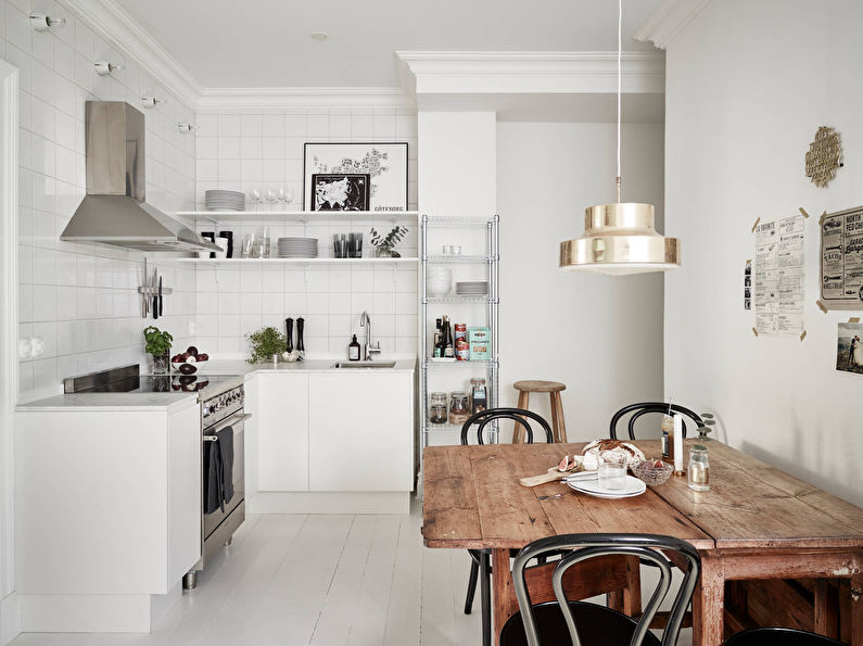 Бела кухиња скандинавског стила - дизајн ентеријера