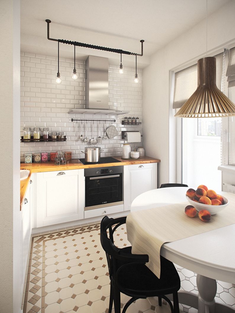 Bijela kuhinja u skandinavskom stilu - dizajn interijera
