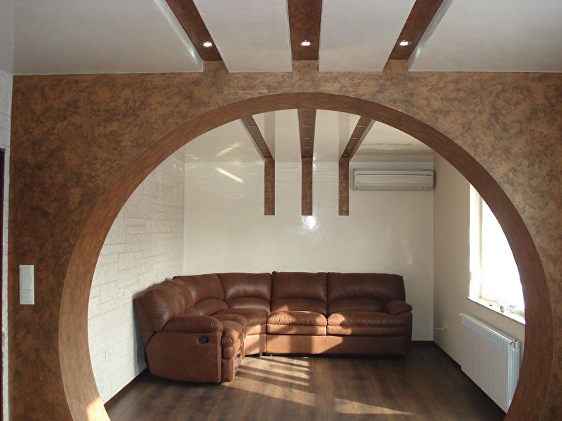 Arche ronde en placoplâtre dans un petit salon - design