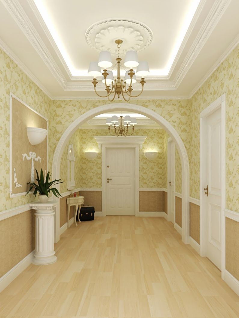 Arche de cloison sèche dans le couloir - style classique, design
