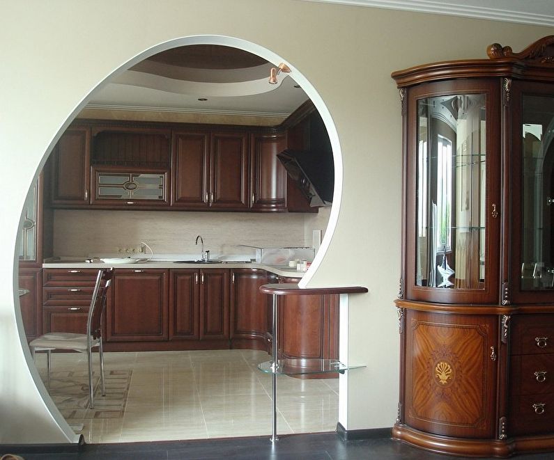Arche ronde en placoplâtre dans la cuisine - design