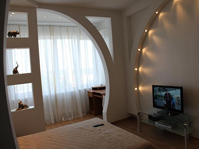Arc décoratif de cloison sèche dans la chambre - design