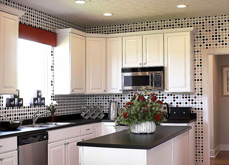 Svart og hvitt bakgrunnsbilde til kjøkkenet - designfoto