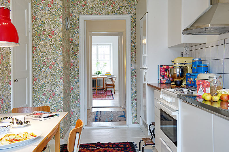 Papel de parede para uma pequena cozinha em estilo moderno - design de foto