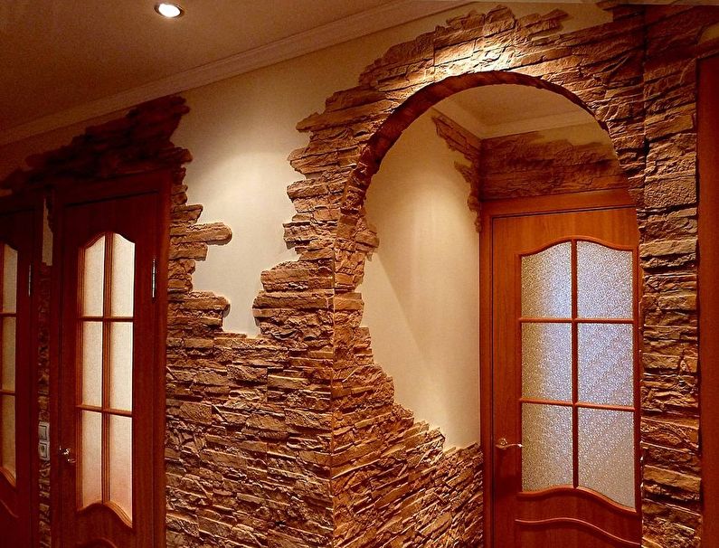 Décorer le couloir et le couloir avec de la pierre décorative - photo