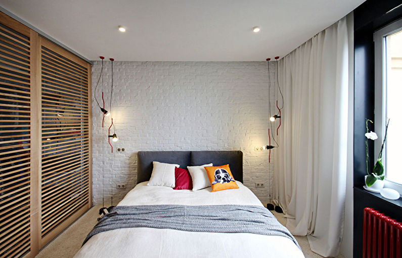 Conception d'une petite chambre dans le style loft - photo