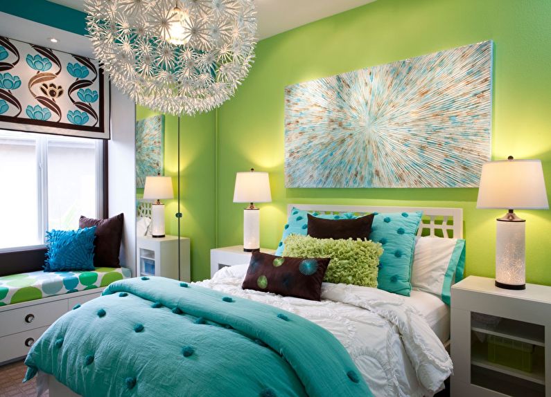 Conception d'une petite chambre aux couleurs vertes - photo