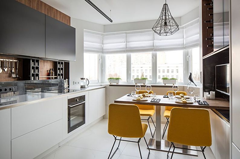 Odnushechkan studiosta valmistettu keittiön muotoilu minimalismin tyyliin