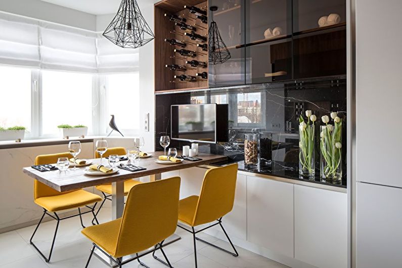 Design della cucina nello stile del minimalismo dello studio Odnushechka