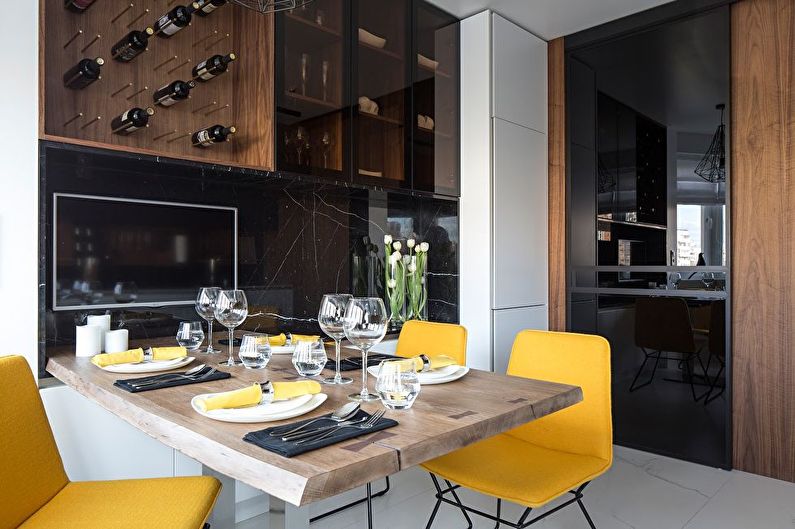 Odnushechkan studiosta valmistettu keittiön muotoilu minimalismin tyyliin